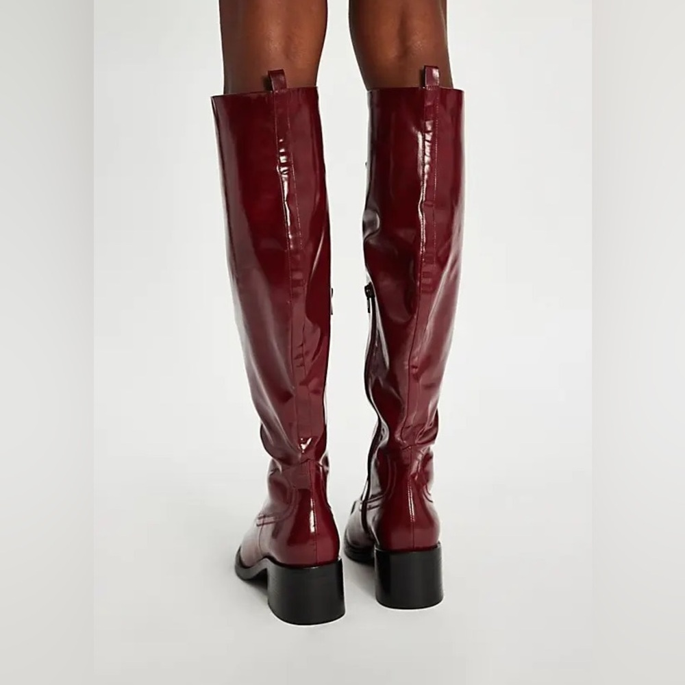 Jeffrey Campbell Burgundy Knee-High Heeled Boots - Picture 4 of 5